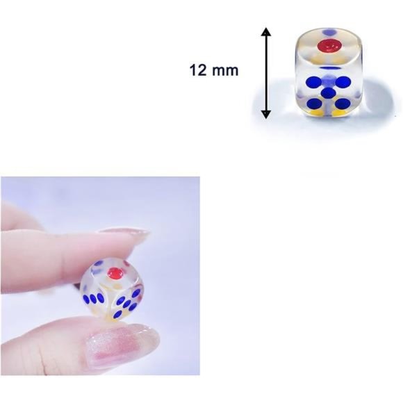100 Pieces 12MM Small 6 Sided Dice Set Translucent Colors Dice, with Black Pouch - Picture 7 of 7